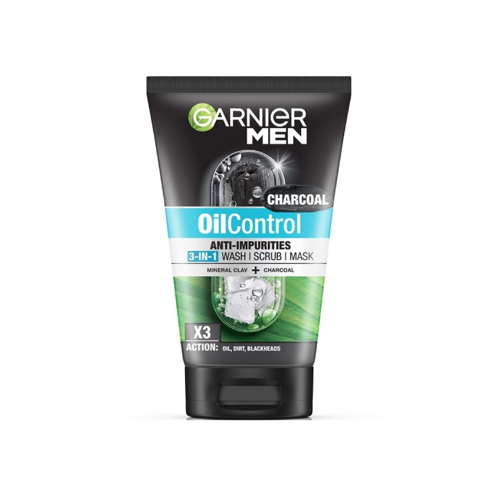 GARNIER - Men Turbolight Oil Control 3 In 1 Charcoal Foam